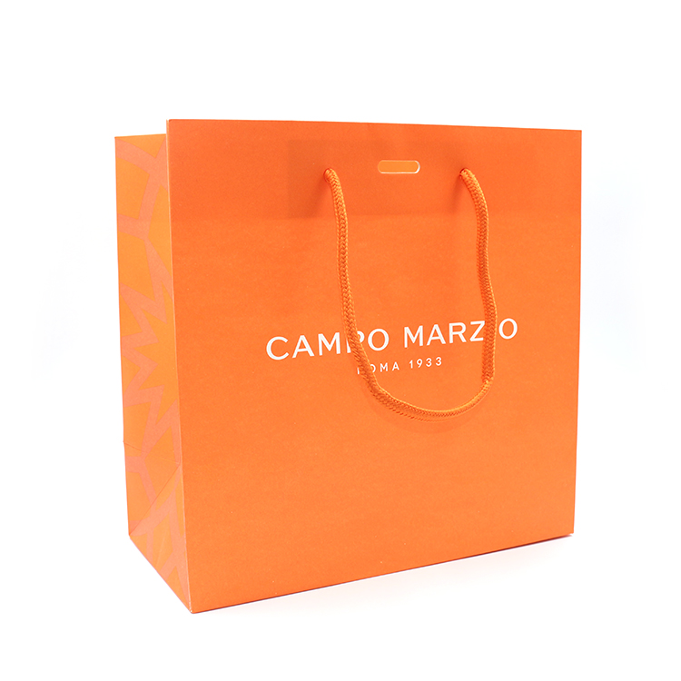  Tote Paper Bag with Customized Gold Logo and White Cotton Handle 