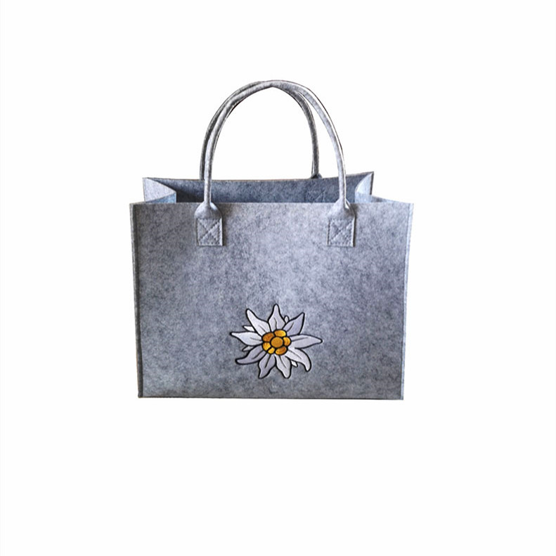 Customized Logo Printed Felt Tote Bag, New Design High Quality Recycled Storage Wool Felt Shopping Bags