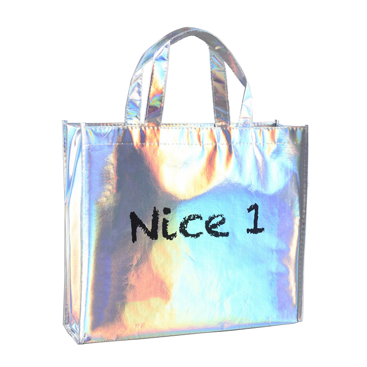 Holographic Bolsa PP Non Woven Fabric Tote Shopping Packaging Bag With Logo