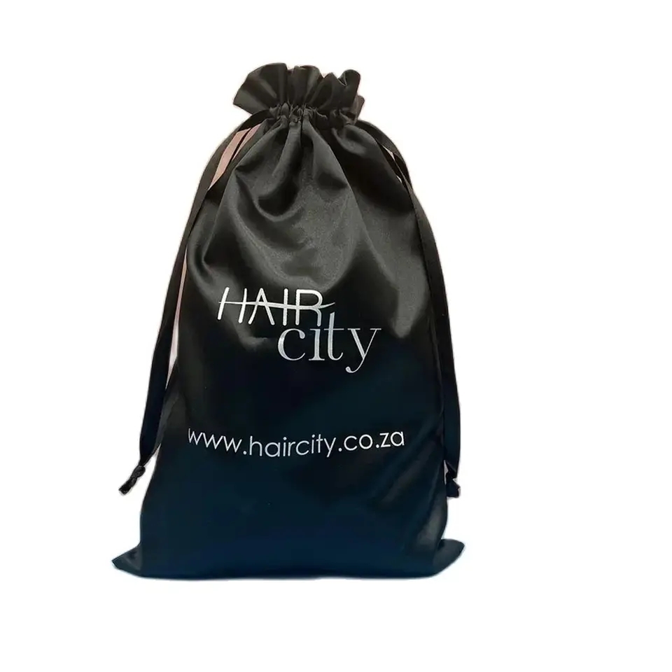 Silk Satin Bag With Logo Printed  Jewelry Dust Drawstring Gift Packaging With Ribbon