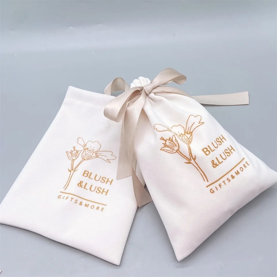 Velvet Pouch Jewelry Drawstring Canvas Cotton Bags With Print - 副本