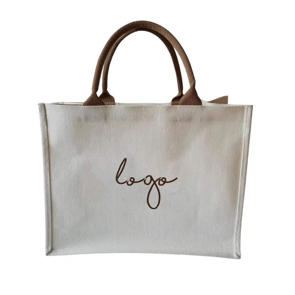 Canvas Bags with Rope Handle Eco Reusable Tote  Shoulder Bag with PVC Liner