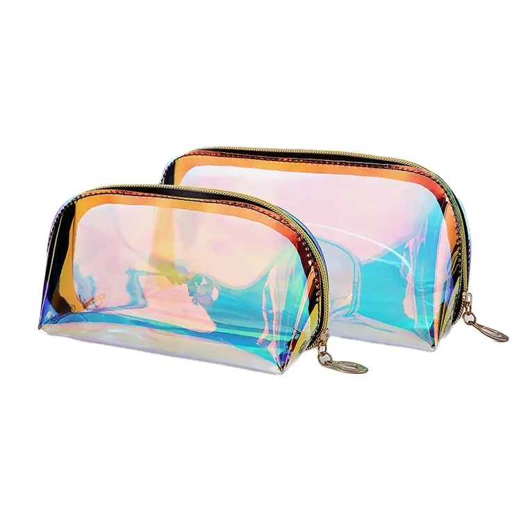 PVC Cosmetic Zipper Bags Waterproof Travel Plastic Laser Ladies Makeup Pouch