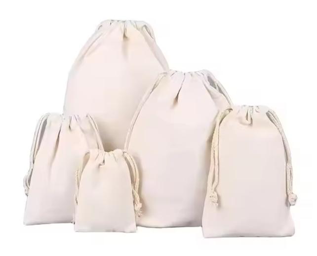 Custom Logo Drawstring cotton Bag Reusable Cotton Pouch Dustproof for Candle Storage Gift Packaging Eco Bag