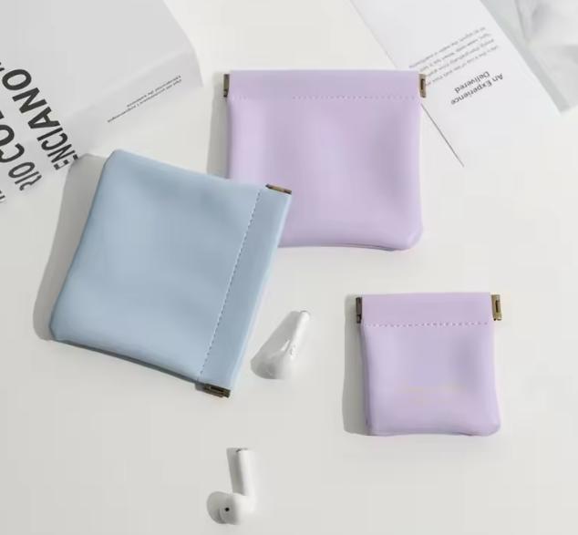 PU Storage Pouch with Self-Closing Spring Hinge | Portable Small-Item Organizer (Customizable with Logo)