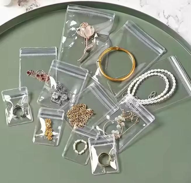 Transparent PVC Self-Sealing Bags | High-Clarity, Thickened Jewelry Packaging Bags — Available in Multiple Sizes; Custom Logo Printing & Wholesale Options